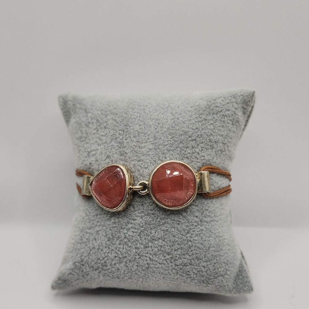 LOFT Pink and Silver Bracelet with Polished Stones